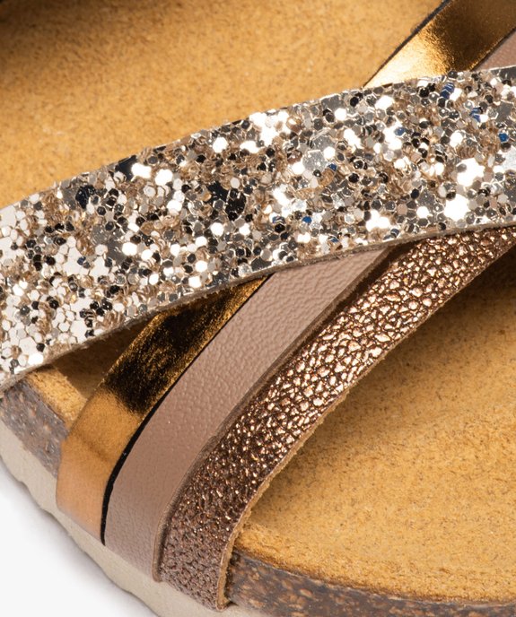 Sandales fille à motifs et à brides contrastées à paillettes   vue6 - GEMO 4G FILLE - GEMO