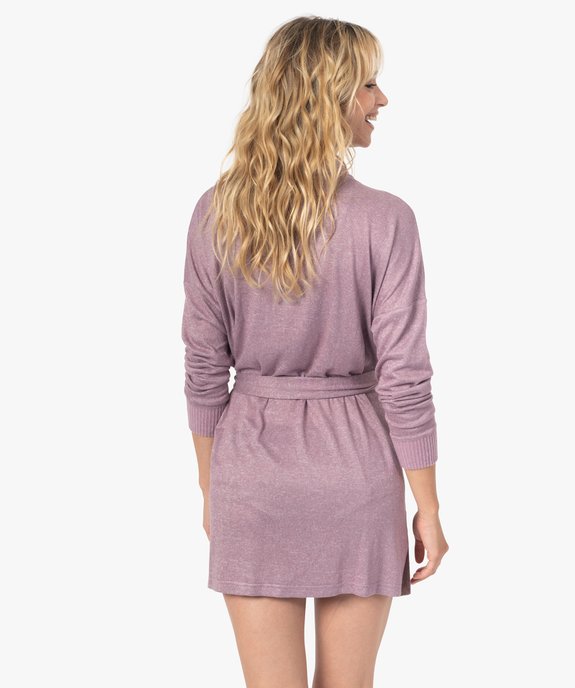Veste d'intérieur femme en maille duveteuse avec ceinture à nouer vue3 - GEMO(HOMWR FEM) - GEMO