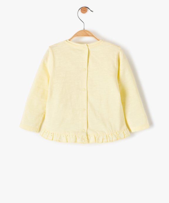 Tee-shirt bébé fille à basque en dentelle et manches longues vue3 - GEMO(BEBE DEBT) - GEMO