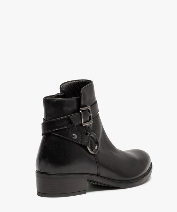 Boots femme unies en cuir à bride décorative - Tanéo vue4 - TANEO - GEMO