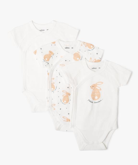 Body manches courtes fermeture croisée bébé (lot de 3) vue1 - GEMO 4G BEBE - GEMO