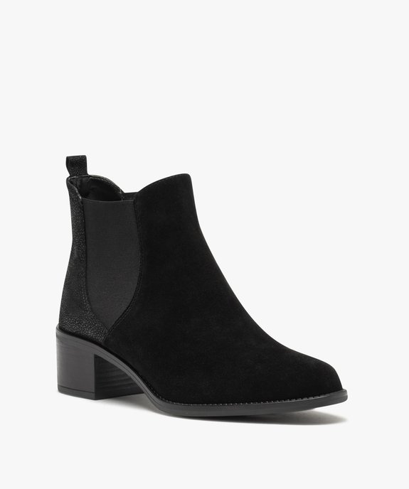 Chelsea boots dessus cuir à petit talon femme vue2 - TANEO - GEMO