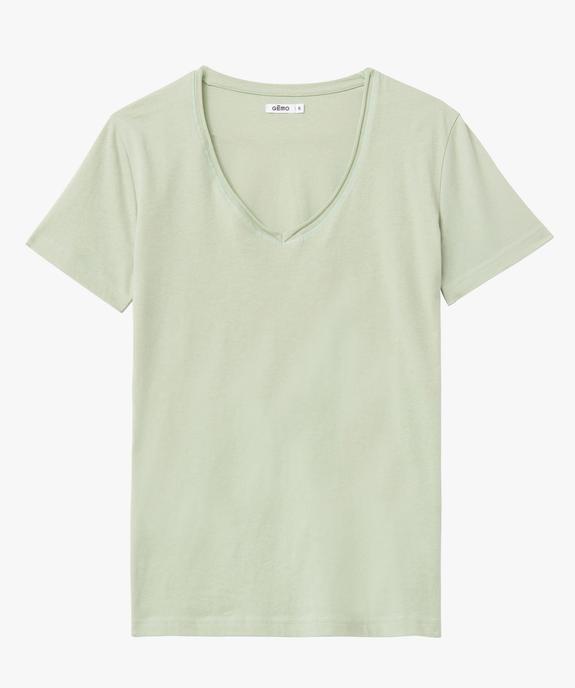 Tee-shirt à manches courtes avec col V roulotté femme vue4 - GEMO(FEMME PAP) - GEMO