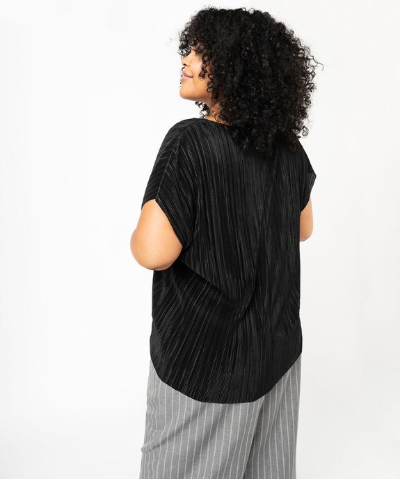 Tee-shirt manches courtes en maille plissée femme grande taille vue3 - GEMO (G TAILLE) - GEMO