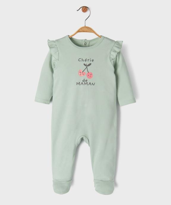 Pyjama dors-bien avec volants sur les épaules bébé fille vue1 - GEMO 4G BEBE - GEMO