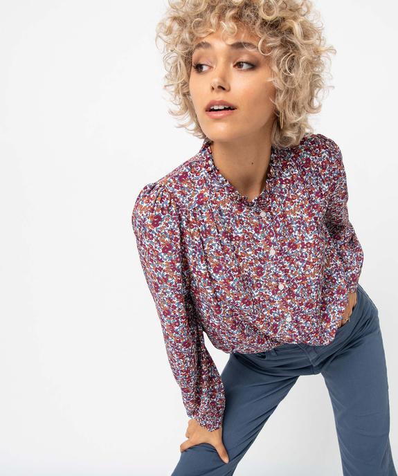 Chemise femme à motifs fleuris et col froncé vue1 - GEMO(FEMME PAP) - GEMO
