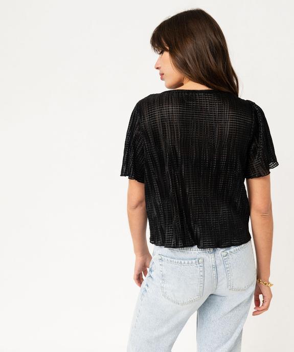 Blouse à manches courtes en maille gaufrée scintillante femme vue3 - GEMO(FEMME PAP) - GEMO