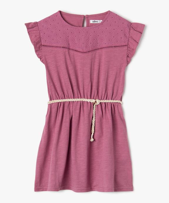 Robe fille en maille avec buste brodé et manches à volants vue1 - GEMO 4G FILLE - GEMO