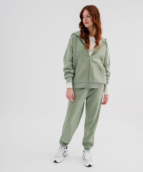 Sweat zippée à capuche en molleton femme vue4 - GEMO 4G FEMME - GEMO