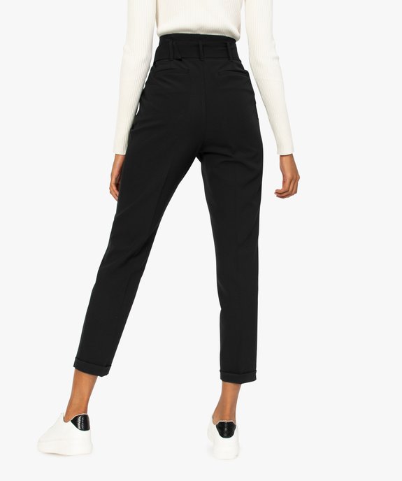 Pantalon femme avec pinces et ceinture à grosse boucle vue3 - GEMO(FEMME PAP) - GEMO