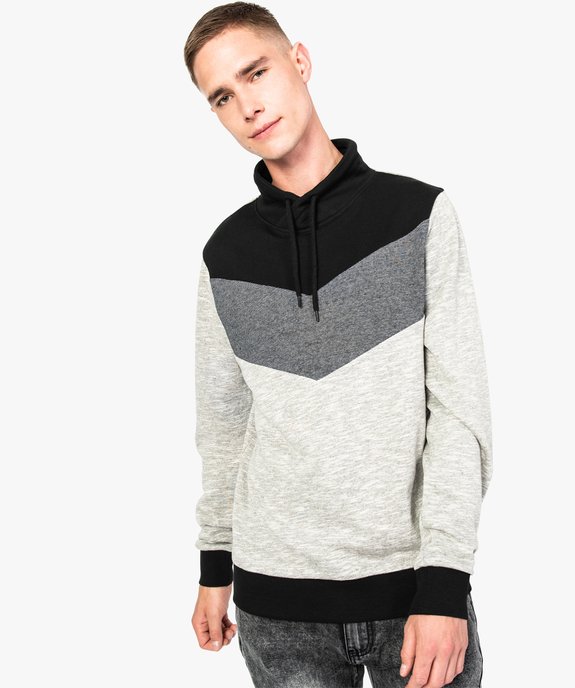 Sweat à col châle avec motifs chevrons vue1 - GEMO (HOMME) - GEMO