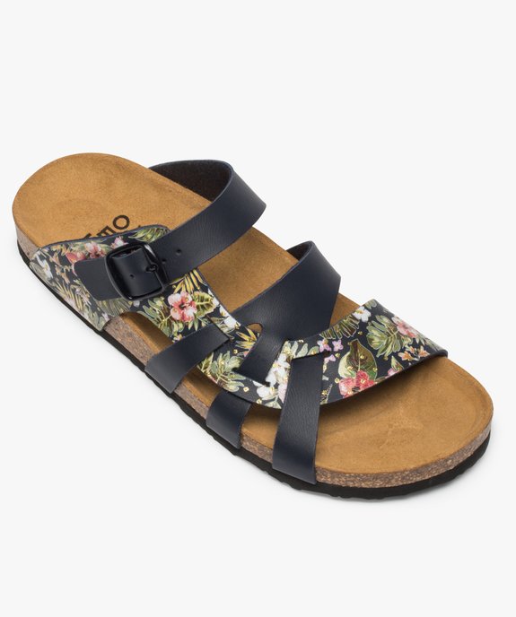 Sandales femme mules à larges brides unies et fleuries vue5 - GEMO (CASUAL) - GEMO
