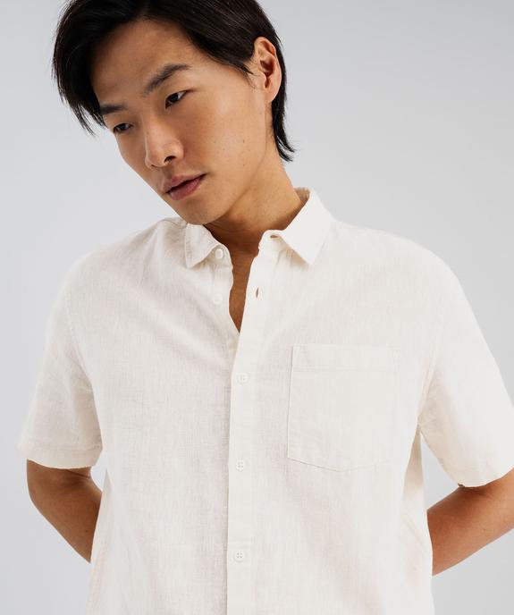 Chemise à manches courtes en lin et coton coupe regular homme vue2 - GEMO 4G HOMME - GEMO