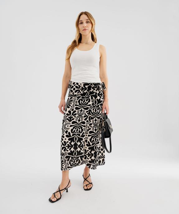 Jupe portefeuille longue en viscose froissée imprimée femme vue4 - GEMO 4G FEMME - GEMO