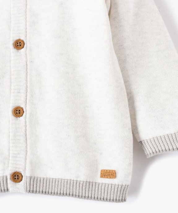Gilet bébé garçon avec finitions contrastantes vue2 - GEMO(BEBE DEBT) - GEMO