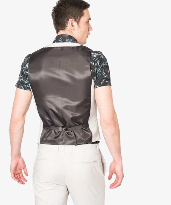 Gilet de costume uni dos satiné vue3 - GEMO (HOMME) - GEMO