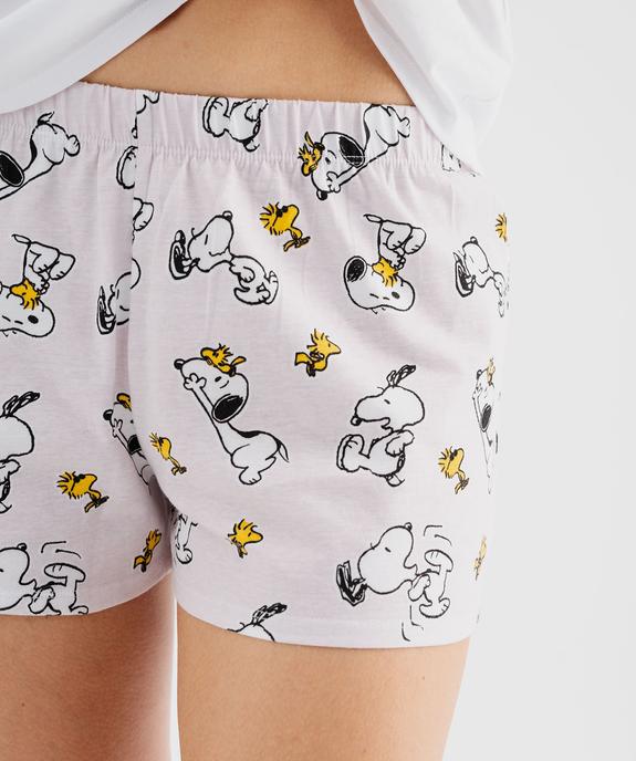 Pyjashort en coton imprimé snoopy femme - Peanuts vue3 - SNOOPY - GEMO