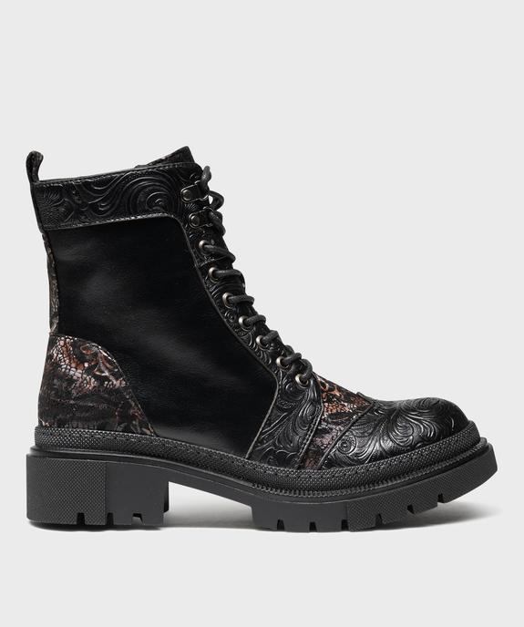 Boots avec empiècements texturés sur semelle crantée femme - Emilia Rosa - EMILIA ROSA Boots avec empiècements texturés sur semelle crantée femme - Emilia Rosa vue1 - EMILIA ROSA - GEMO