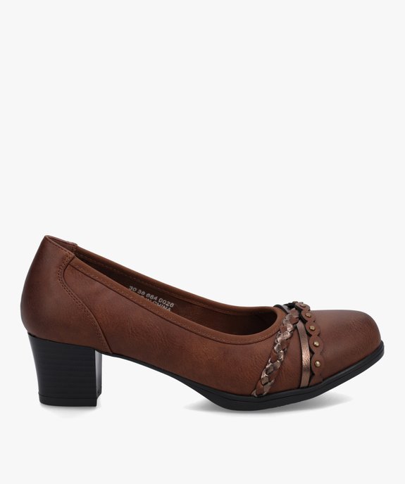 Escarpins femme à talon carré et brides fantaisie vue1 - GEMO(URBAIN) - GEMO