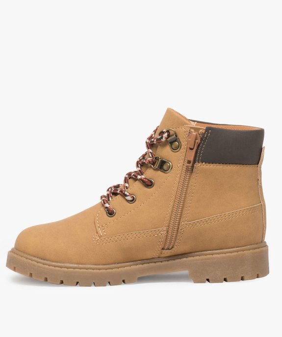 Boots garçon avec col rembourré, lacets montagne et semelle crantée vue3 - GEMO (ENFANT) - GEMO