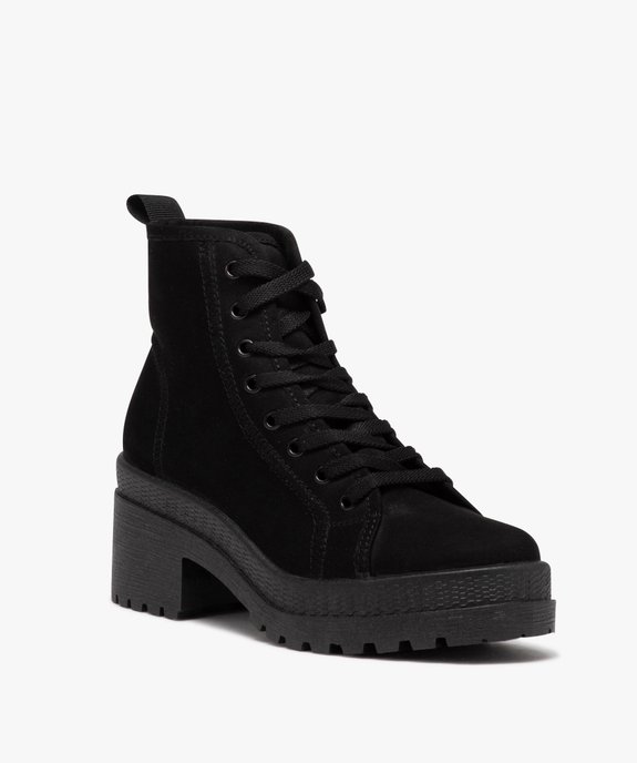 Tennis femme mid-cut en toile unie à talon et semelle crantée vue2 - GEMO (SPORTSWR) - GEMO