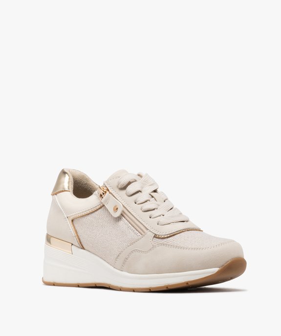 Jogger confort avec semelle compensée et touches pailletées femme vue3 - VALENTINA BALDA - GEMO