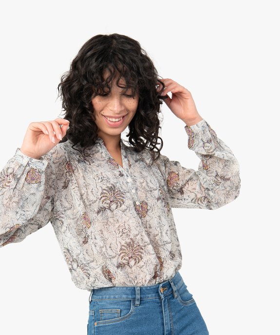 Blouse femme imprimée en voile vue1 - GEMO(FEMME PAP) - GEMO