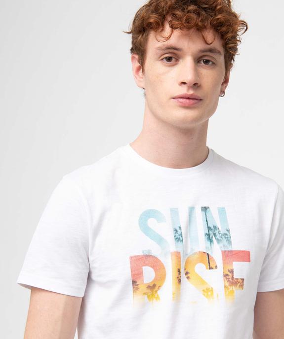 Tee-shirt homme à manches courtes en coton flammé imprimé vue2 - GEMO (HOMME) - GEMO