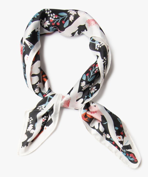 Foulard fille carré en satin fleuri - LuluCastagnette vue2 - LULUCASTAGNETTE - GEMO