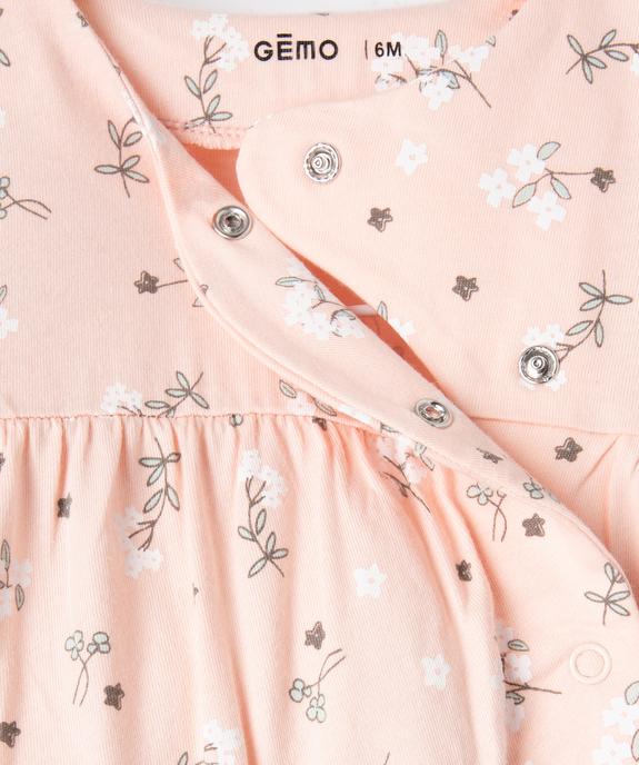 Pyjama bébé fille à motifs fleuris fermeture sur l’avant vue2 - GEMO(BB COUCHE) - GEMO