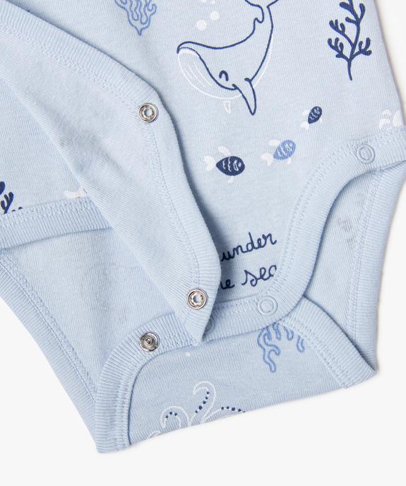 Body manches courtes fermeture croisée motifs marins bébé (lot de 3) vue4 - GEMO 4G BEBE - GEMO