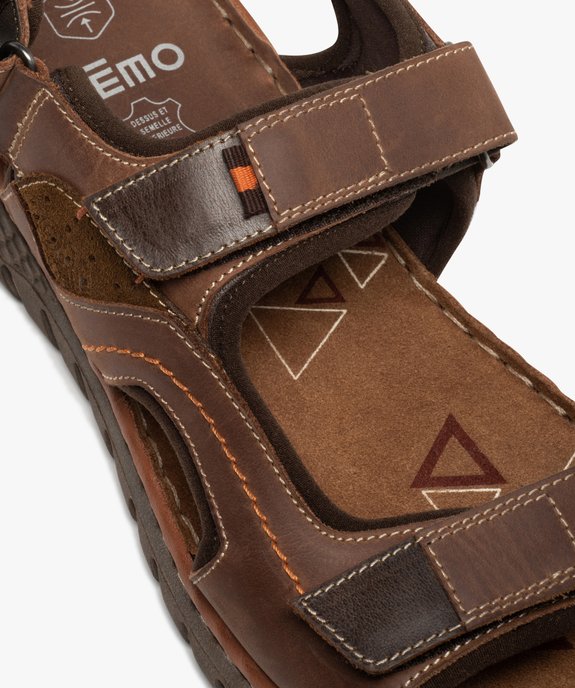 Sandales homme sport à brides scratch dessus cuir vue6 - GEMO (CASUAL) - GEMO