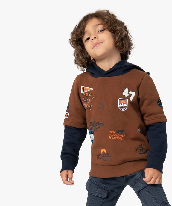 Sweat garçon à motifs effet 2 en 1 vue1 - GEMO (ENFANT) - GEMO