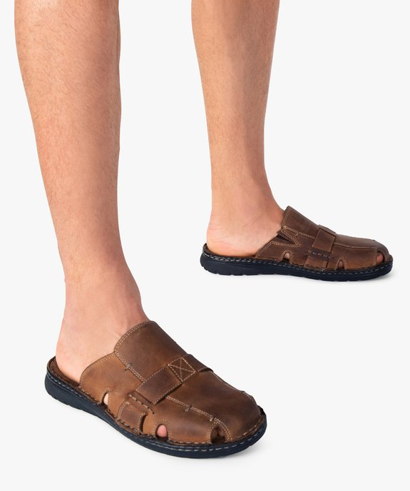 Sandales homme forme mules effet surpiqué vue1 - GEMO (CASUAL) - GEMO