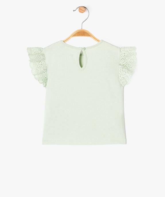 Tee-shirt manches courtes volantées en broderie bébé fille vue4 - GEMO(BEBE DEBT) - GEMO