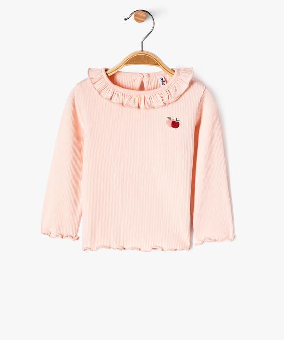 Tee-shirt à manches longues avec finitions volantées bébé fille vue1 - GEMO(BEBE DEBT) - GEMO