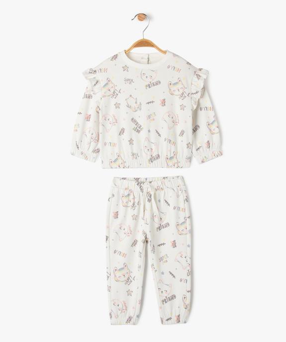 Ensemble 2 pièces sweat et pantalon en molleton bébé fille vue1 - GEMO(BEBE DEBT) - GEMO