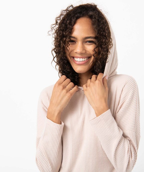 Haut de pyjama femme à manches longues à capuche vue2 - GEMO(HOMWR FEM) - GEMO