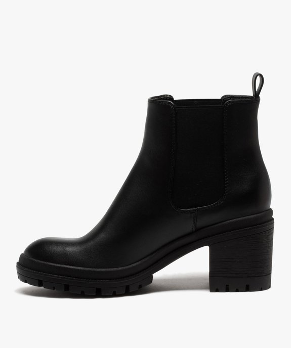 Boots femme chelsea unies à talon et semelle crantée vue3 - GEMO(URBAIN) - GEMO