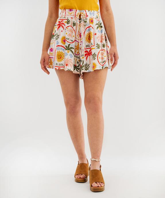 Short ample et fluide en viscose plissée femme vue1 - GEMO 4G FEMME - GEMO