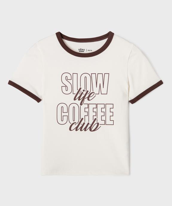 Tee-shirt manches courtes avec inscription fille vue1 - GEMO 4G FILLE - GEMO