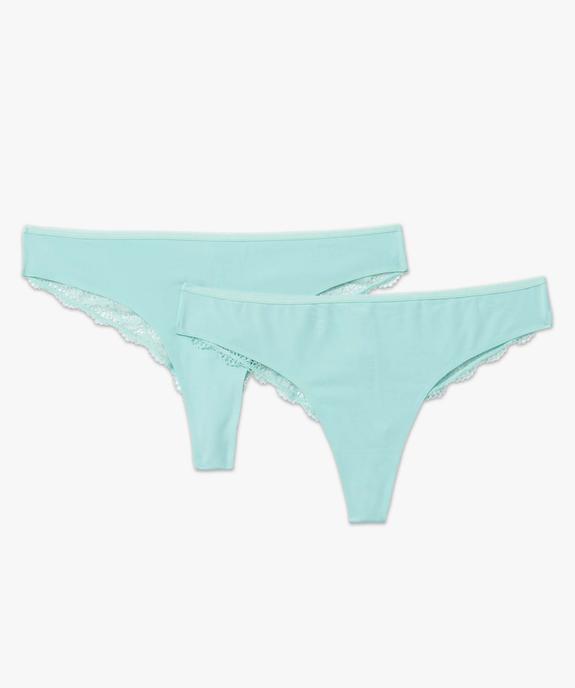 Tanga sans coutures en microfibre et dentelle femme (lot de 2) vue4 - GEMO 4G FEMME - GEMO