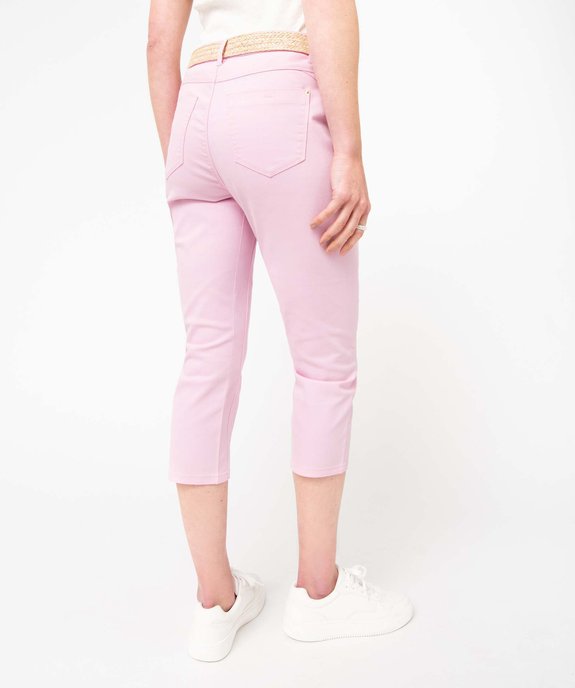 Pantacourt femme en toile denim avec ceinture tressée vue3 - GEMO 4G FEMME - GEMO