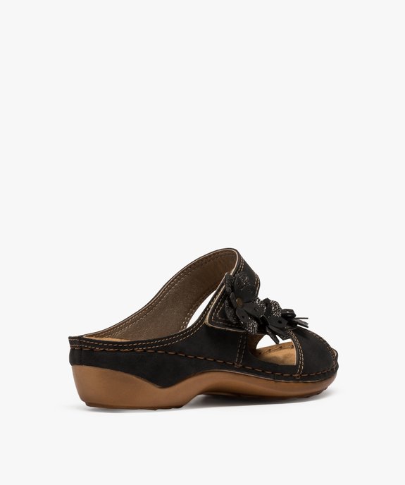 Mules femme confort avec bride à fleurs en relief vue4 - GEMO (CONFORT) - GEMO