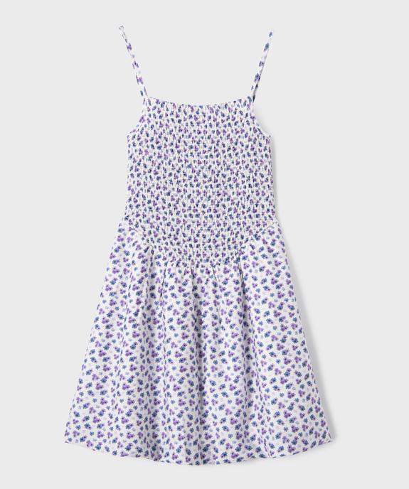 Robe à bretelles à motifs fleuris avec buste smocké fille vue1 - GEMO (JUNIOR) - GEMO