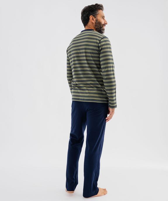 Pyjama en jersey de coton à col tunisien homme vue3 - GEMO 4G HOMME - GEMO