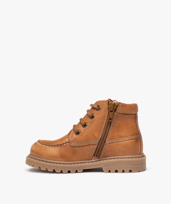 Boots garçon à lacets et zip dessus cuir uni – NA! vue3 - NA! - GEMO