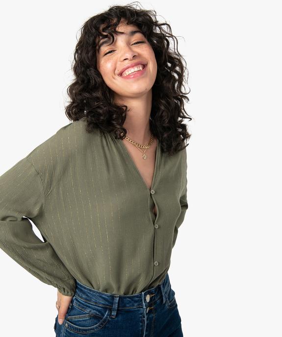 Blouse femme à manches longues à fines rayures pailletées vue2 - GEMO(FEMME PAP) - GEMO