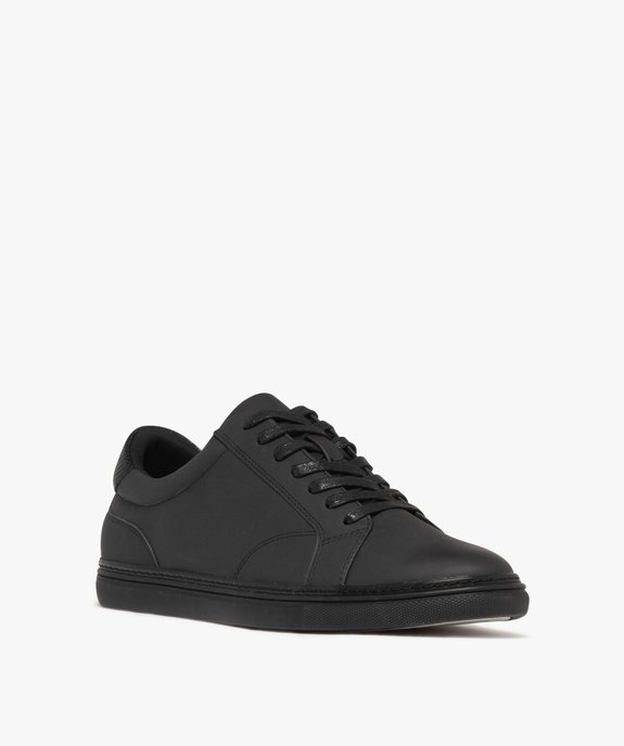 Baskets homme unies en suédine avec surpiqûres et à semelle fine vue3 - GEMO (CASUAL) - GEMO