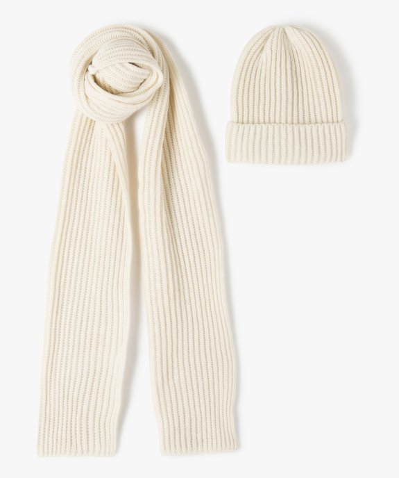 Ensemble blanc bonnet et écharpe pour femme  - GEMO